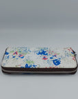 Printed leather purse wht/blue floral pattern - Success Gifts