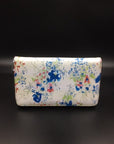 Printed leather purse wht/blue floral pattern - Success Gifts