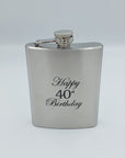 7oz Hip Flask Happy 40th matte.