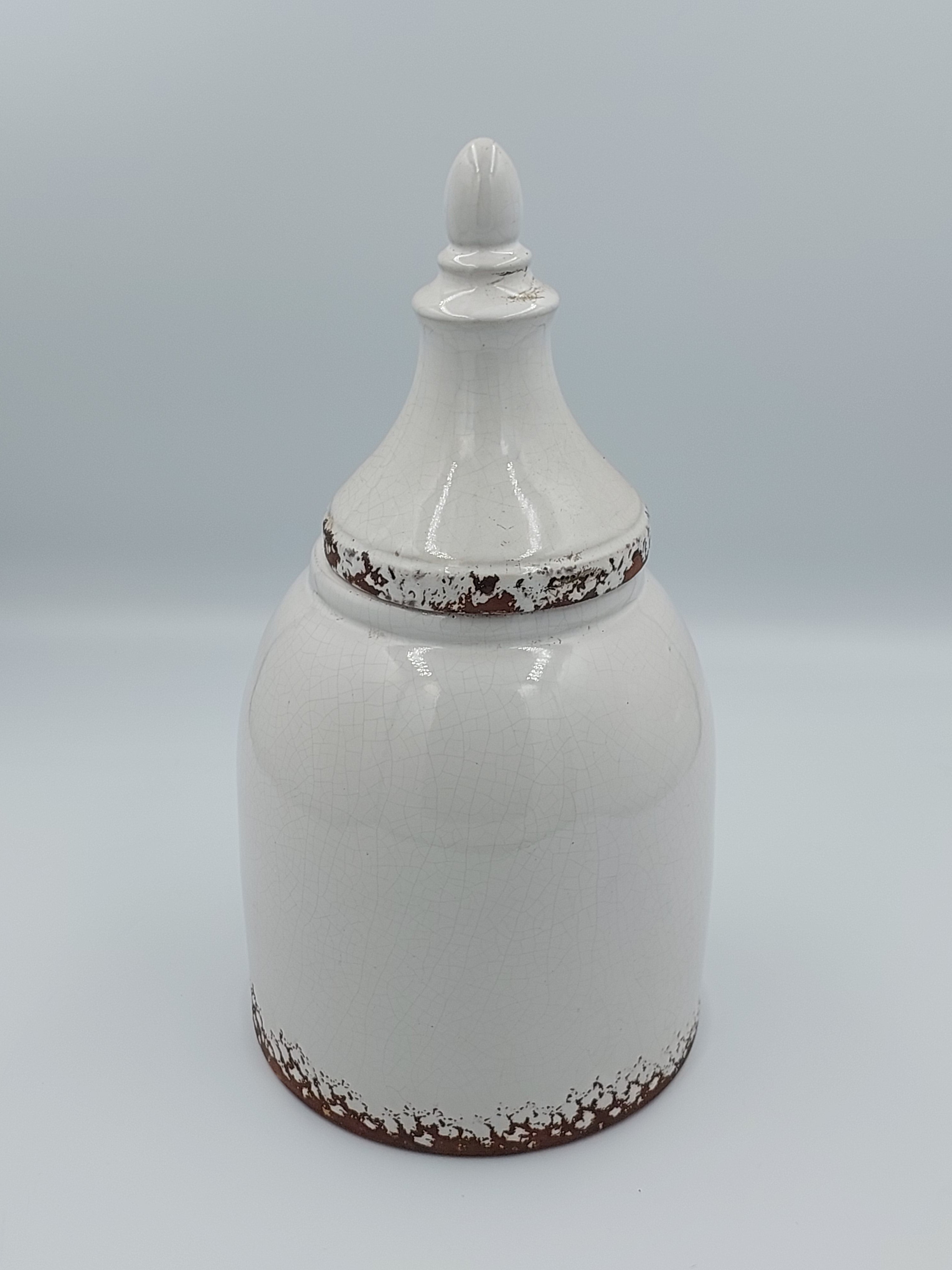 White Ceramic Urn w/Lid