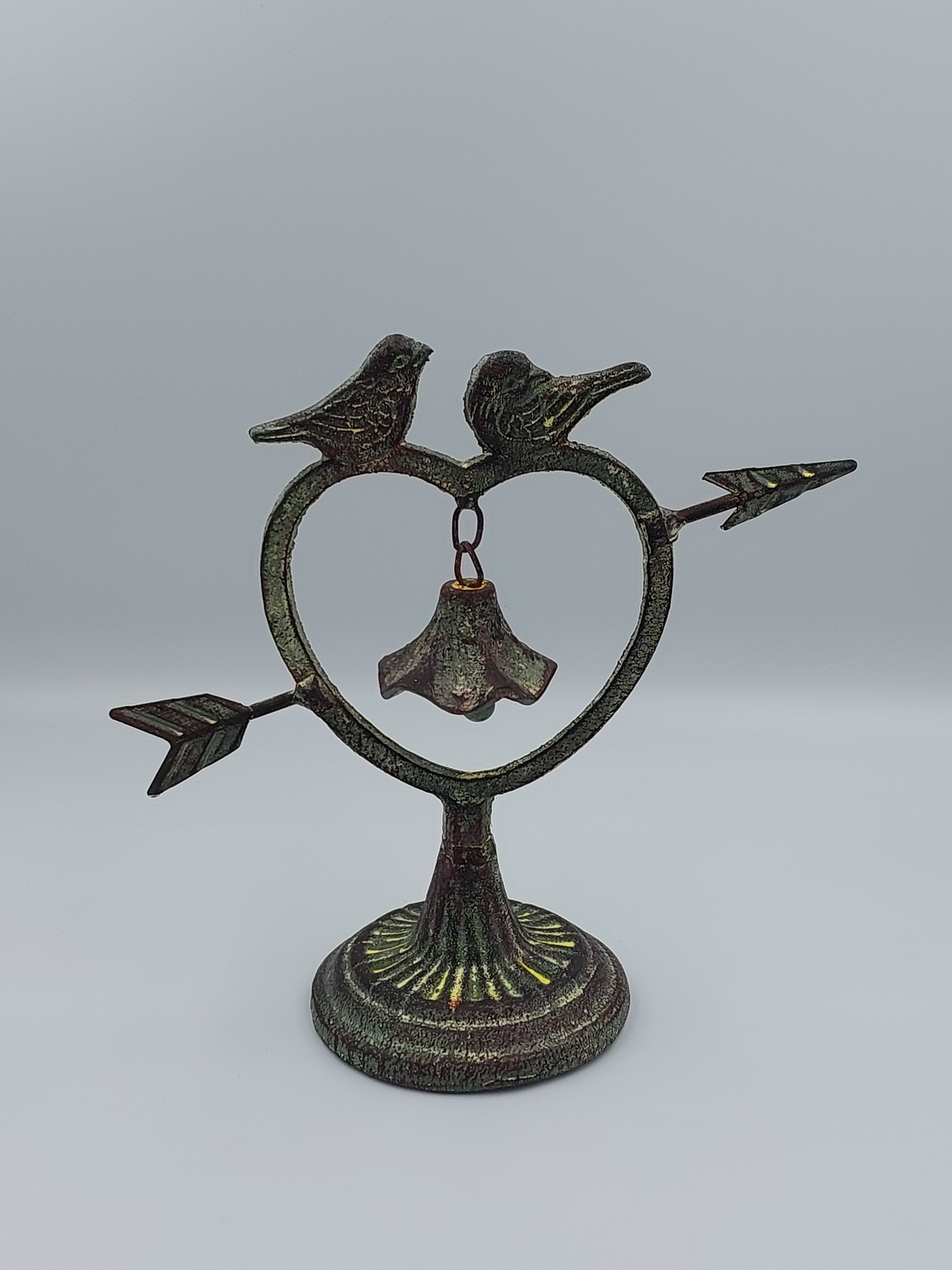 Decorative Cast-Iron Heart w/Birds &amp; Bell