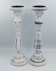 Candle Holders Rustic White & Distressed Blue - Success Gifts