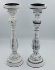Candle Holders Rustic White & Distressed Blue - Success Gifts