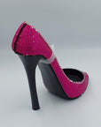 21 PINK GLITTER HIGH HEEL SHOE BOTTLEHOLDER 20CM