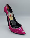 21 PINK GLITTER HIGH HEEL SHOE BOTTLEHOLDER 20CM