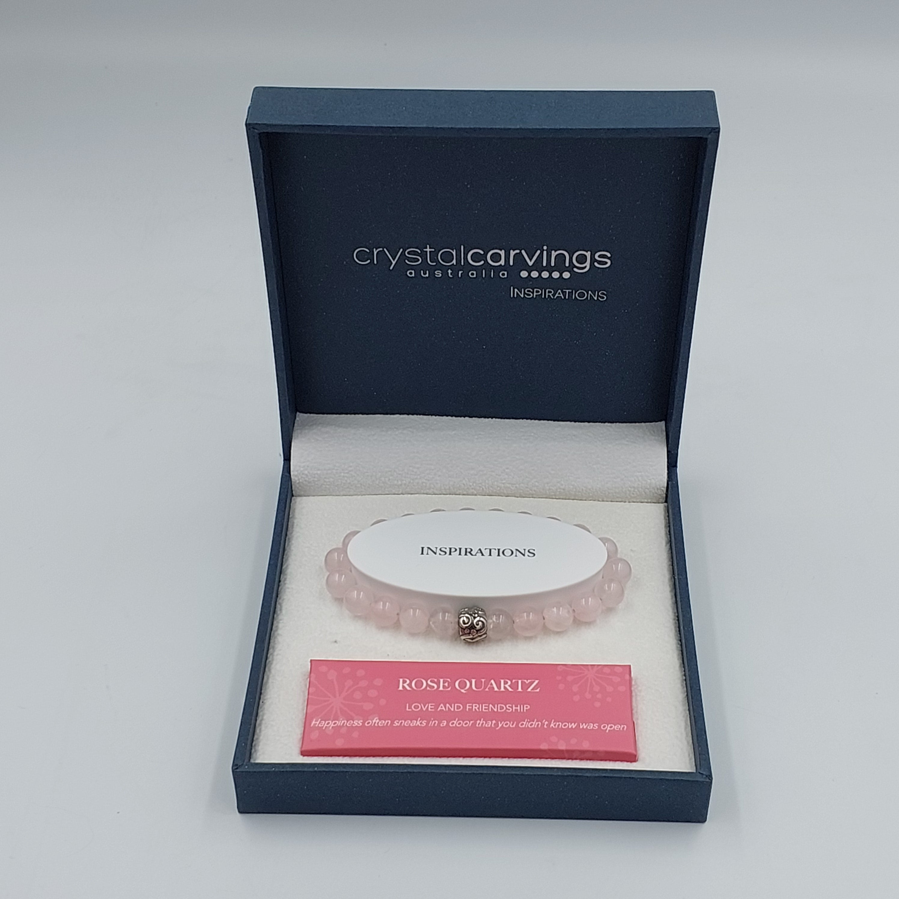 Inspirations Rose Quartz &amp; Stainless Bead Bracelet 8mm