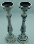 Candle Holders Rustic White & Distressed Blue - Success Gifts