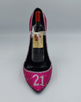 21 PINK GLITTER HIGH HEEL SHOE BOTTLEHOLDER 20CM