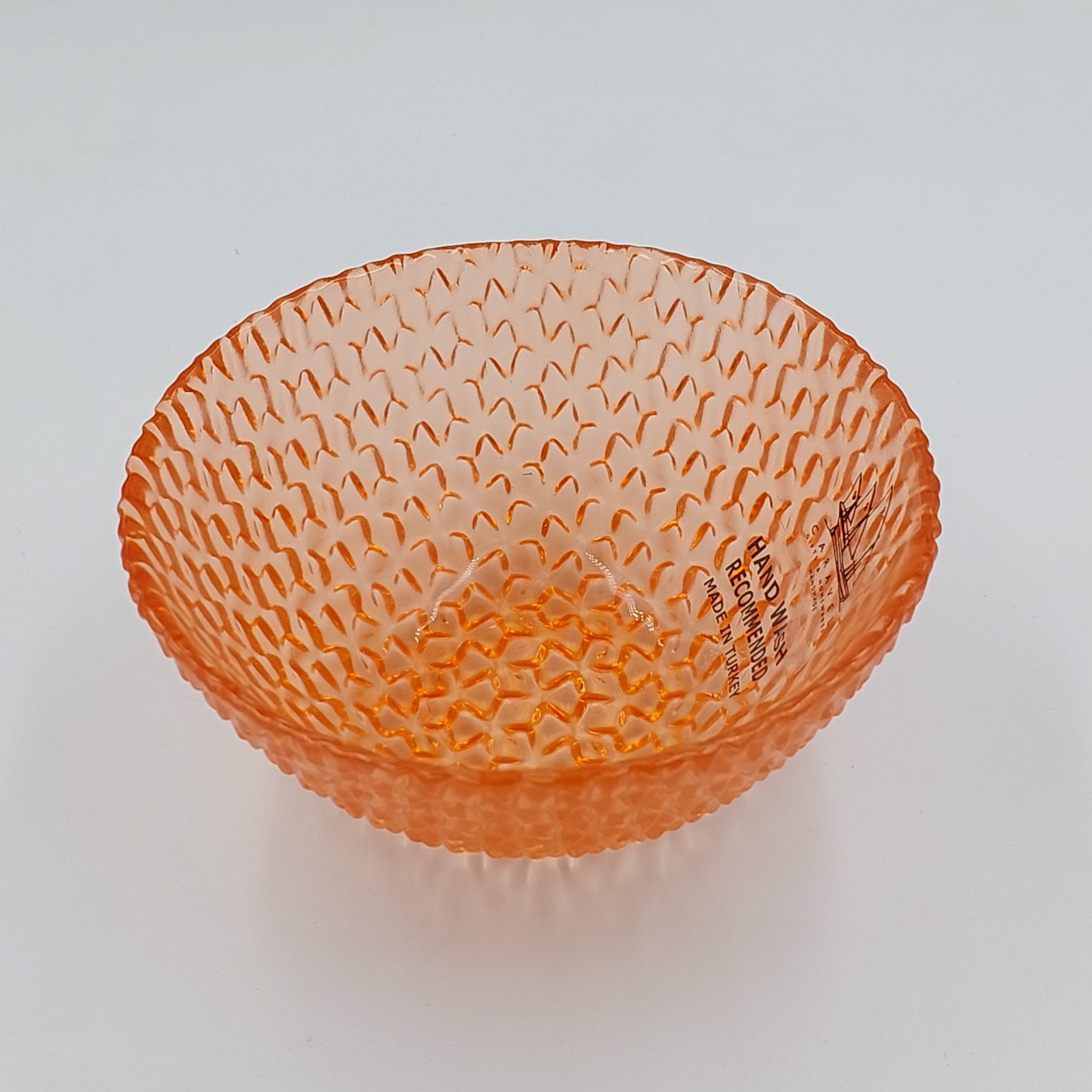 Round Orange Glass Bowl 13.5cm Diam