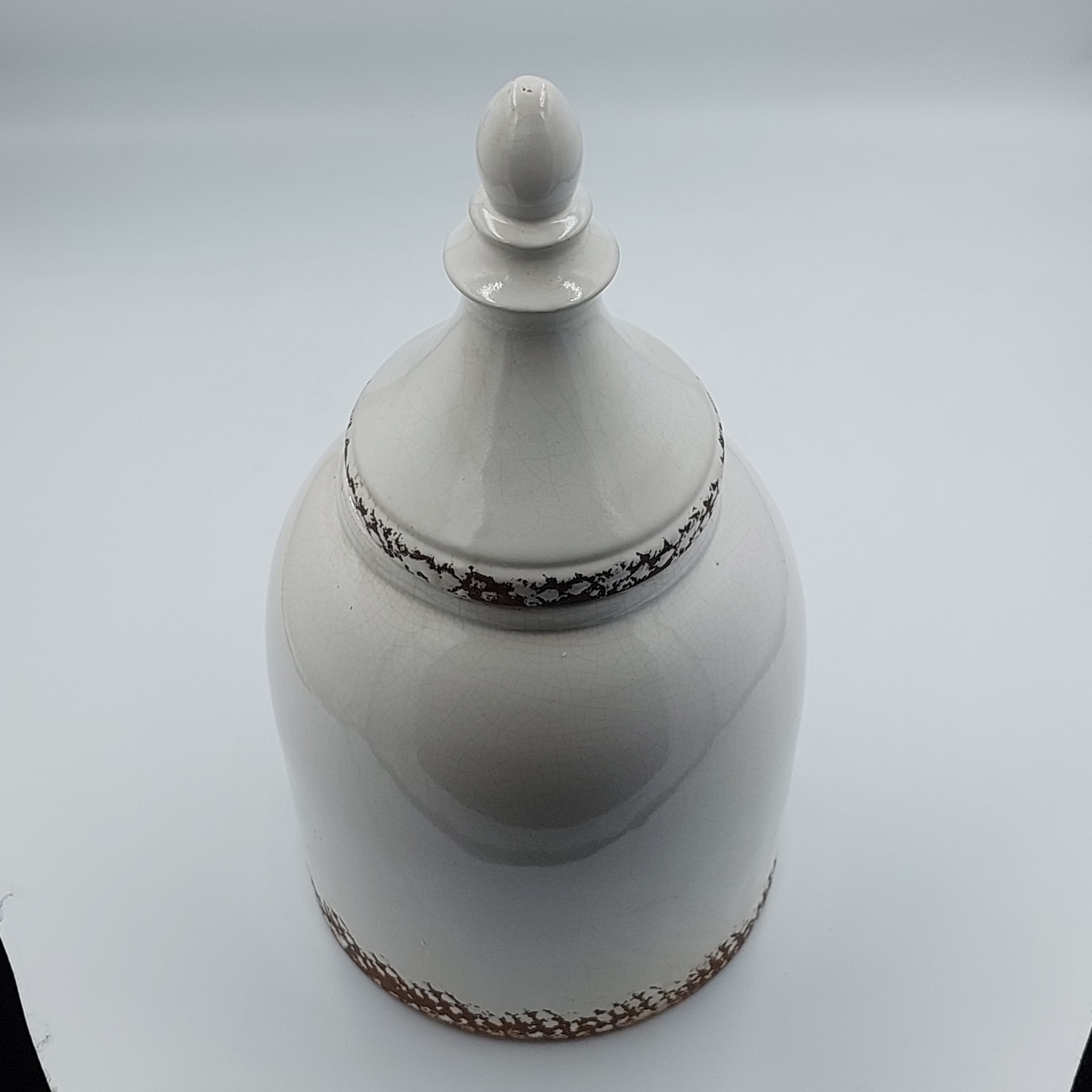White Ceramic Urn w/Lid - Success Gifts
