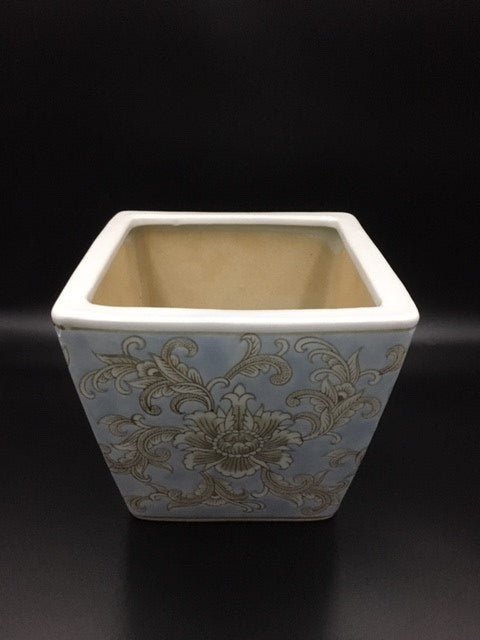 Blue Floral Planter Holder large.