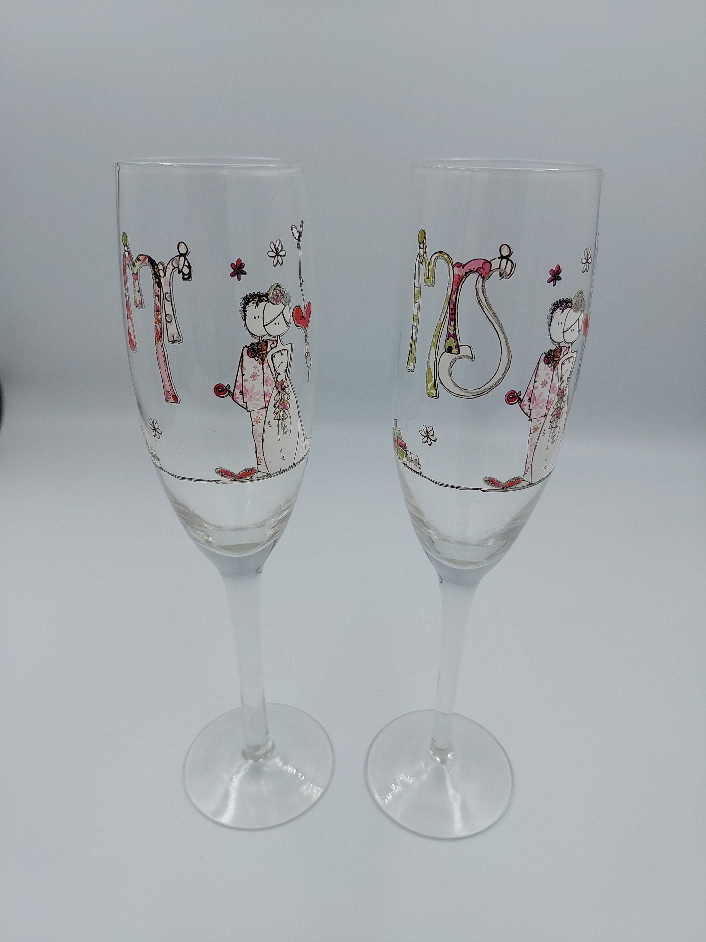 Mr &amp; Mrs Glass Flutes Set